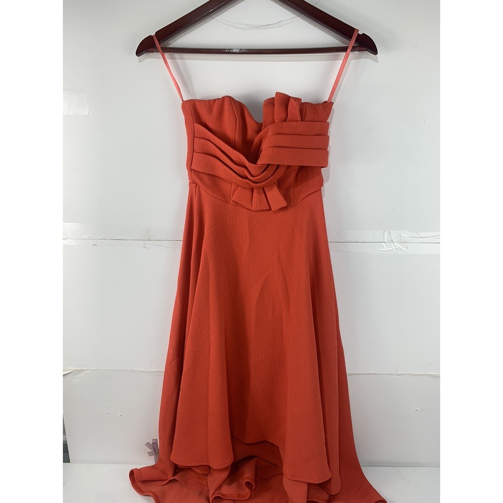 Angel Biba Womens XS Orange Off The Shoulder Back Zip Dress